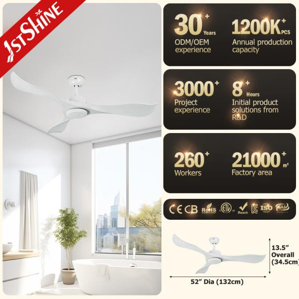 Fã de teto plástico preto do vento natural do RPM 52 para exterior interno