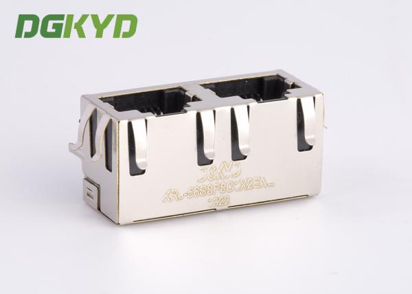 KRJ - 56S8P8C1X2ENL Metal Shielded 2 Port Rj45 Female Jack No LEDS Tab Up