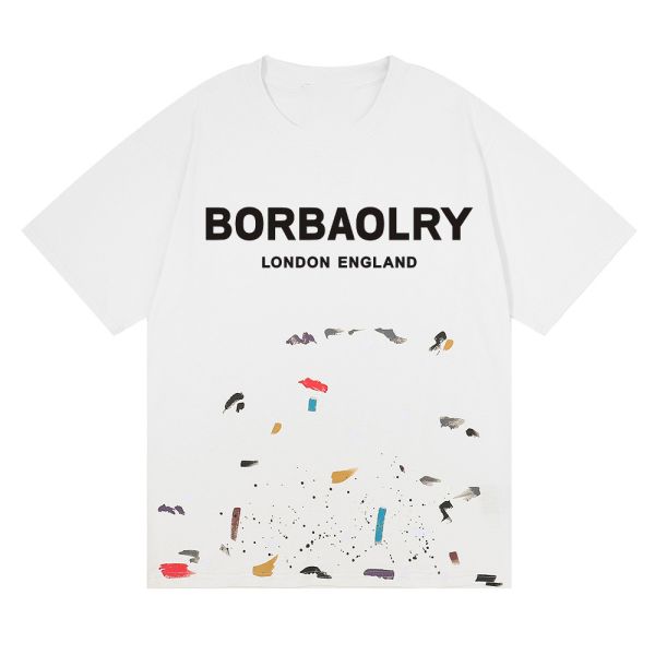 Custom Men's Acid Washed T-Shirt Gallery Street Wear Graffiti Paint Splash Cotton Wholesale Solid Pattern Knitted