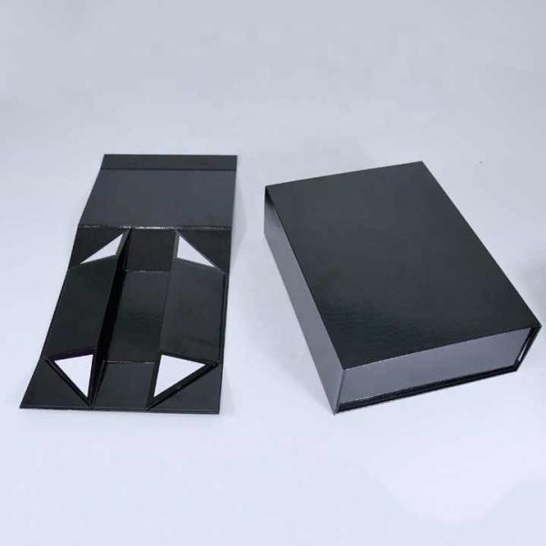 Wholesale Custom Gift Cosmetics Clothing Packaging Black Specialty Crocodile Leather Magnetic Folding Box