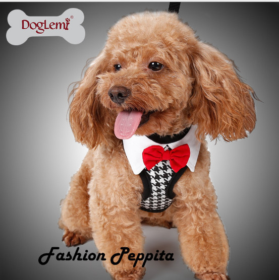 Vest puppies chest harness, fashion bow pet chest back, Teddy bear walking leash；Pet clothes customization,