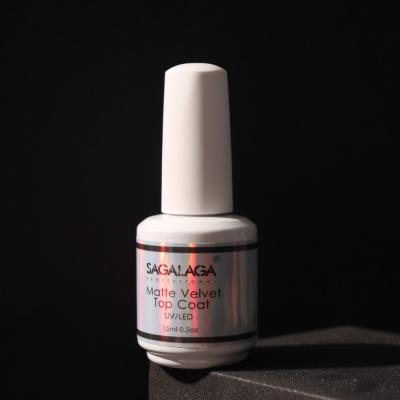 SAGALAGA Velvet Matte Top Coat 15ML Vernis à Ongles Gel Mat Sans Essuyage Top Gel Longue Durée pour Spa Vernis Gel Professionnel