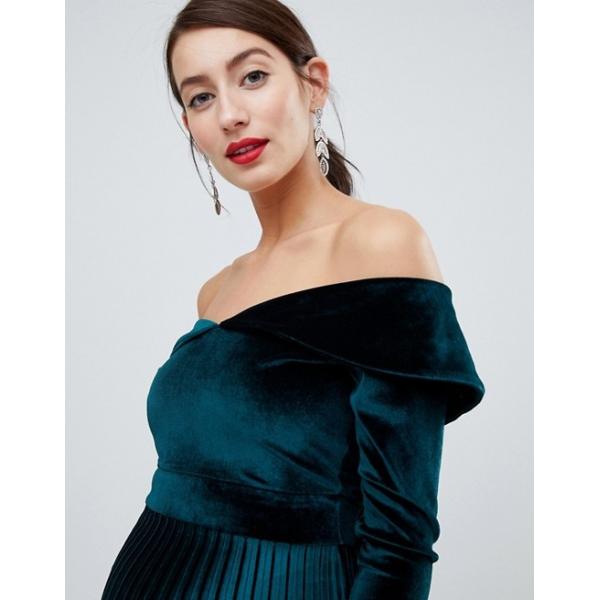 custom wholesale price maternity pleated velvet bardot midi dress