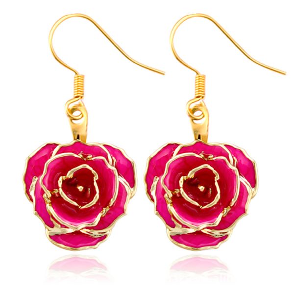 24k Gold Plated Rose Earrings Gifts for Girlfriend  Preserved Flowers Wholesale Hot Rose Earrings