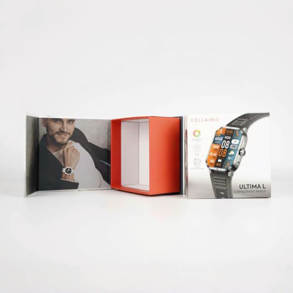 Impression personnalisée du logo revêtement UV Mat Lamination Horloge rigide Emballage Flip Box Magnétique boîte d'emballage cadeau