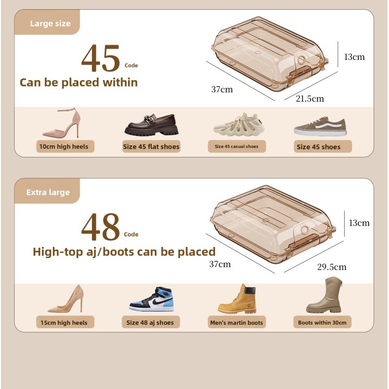 Minimalist Clear Plastic Shoe Box Dustproof Space Saving Storage Organizer for Closet Wardrobe Durable