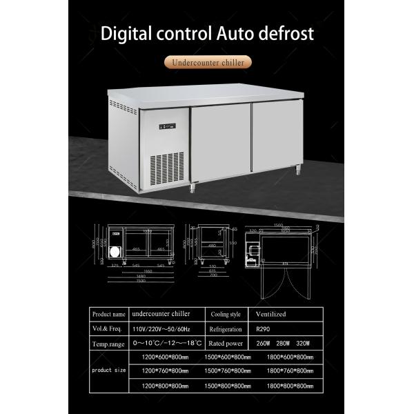 Under Counter Refrigerator for Restaurant Commercial Worktable with Glass Door