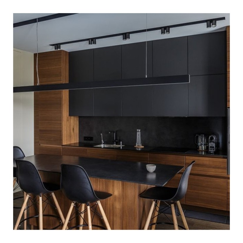Modular Kitchen Cabinets Black Lacquer Luxury Furniture with Drawer Slide Accessories