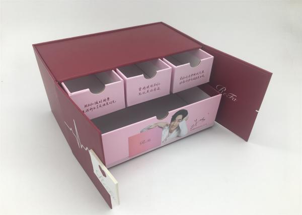 Magnetic Flap Color Printed Rigid Gift Boxes / Two Door Drawer Branded Packaging Boxes