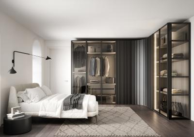 Black L Shaped Customized Wardrobe Closet Tailored PET Wardrobe Closet