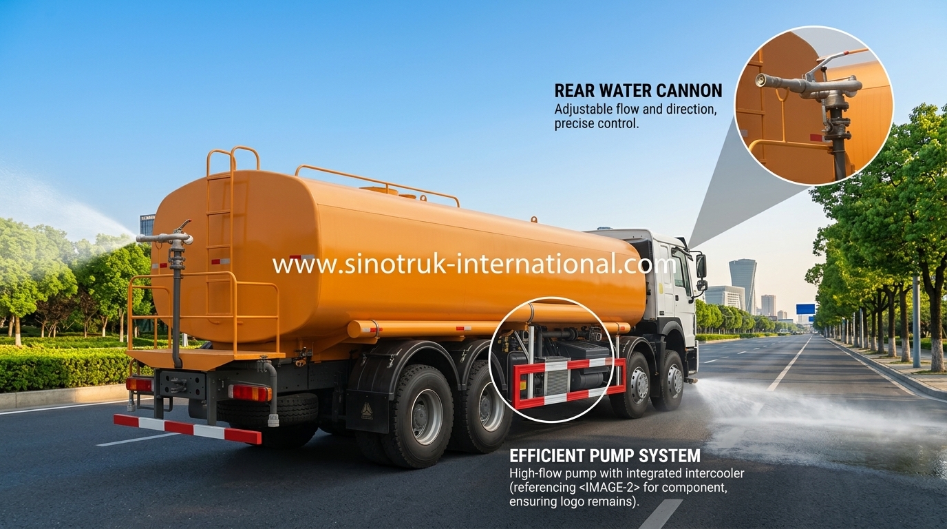 Sinotruk Howo Sprinkler Water Tank Truck 30CBM 8 X 4 Euro 2