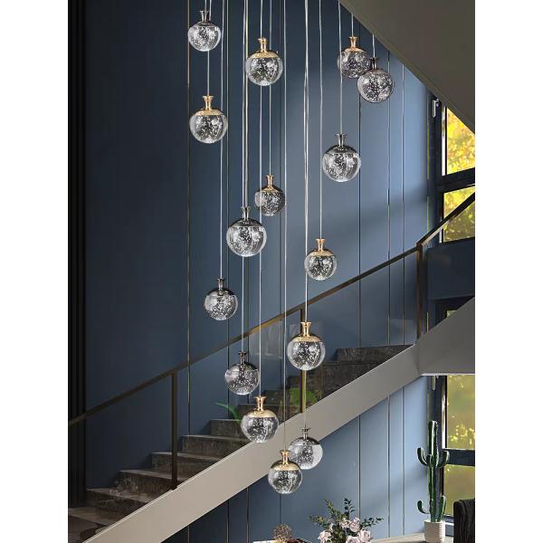 Apple Hanging Pendant Light Staircase Crystal Chandelier New Villa Hollow High Living Room Chandelier Rotating Staircase Long Chandelier