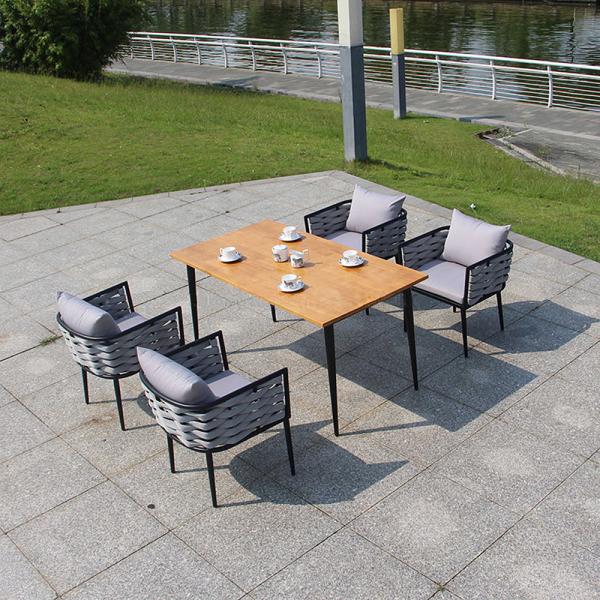 Outdoor Patio Rope Woven Furniture Aluminum Frame Hotel Dining Set with Powder Coated