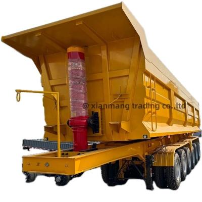 Semi-remorque à décharge lourde et U Type 50/60 Tons Truck Trailer Tandem Boîte hydraulique à renversement