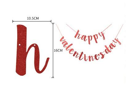 знамя знака дня Святого Валентина деталей украшения партии сердца яркого блеска 10.5cmx16cm счастливое