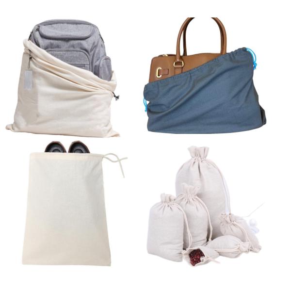Eco Friendly Canvas Muslin Small Cotton Drawstring Bags Reusable Drawstring Makeup Pouch