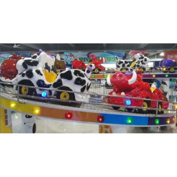 Small Kids Amusement Ride Mini Shuttle Ride With Animal Shape Coaches