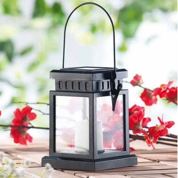 Solar Hanging Candle Lantern Waterproof Outdoor Umbrella Light Vintage Clip Lamp for Garden Teahouse Pathway Lawn Yard Lounge