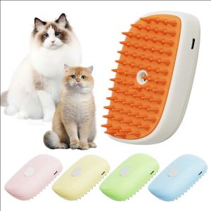3-in-1 Cat Steam Brush Hot Sell For Pet Grooming Water Spray Hair Removal Light Cleaning