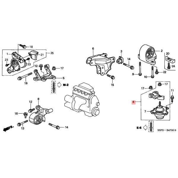 Rubber Assy Engine Side Mount For Honda Civic 2001-2005 MT 50820-S5A-013