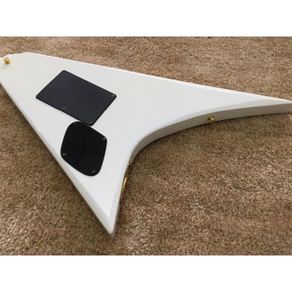 jackson custom guitar White color Golden hardwares Blocks inlay on rosewood fingerboard flying v electric guitar 6 strin