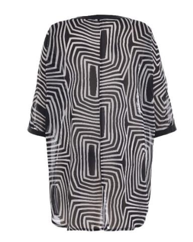 Breathable Round Neck Fashion Ladies Abstract Print Blouse For Summer Daily Wear