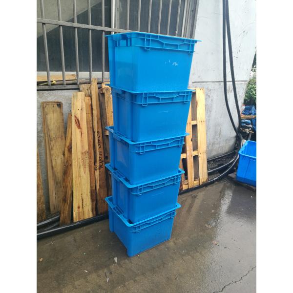 Cajas plásticas del totalizador de los pescados cuadrados con la categoría alimenticia de las tapas azul/gris de 505 * 410 * 320 milímetros