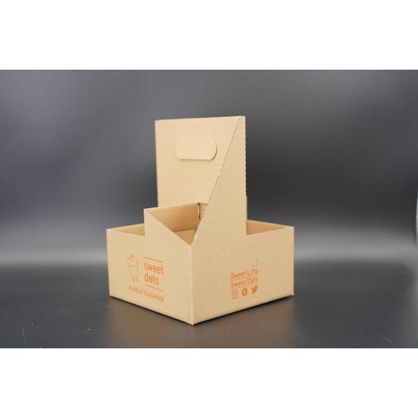 Wholesale Kraft Corrugated Paper 4 Cup Carriers Paper Cup Holder Tray With Handle
