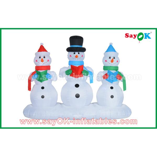 Inflatable Christmas Snowman 210D Oxford Cloth Inflatable Cartoon Characters Popular White Snowman / Olaf