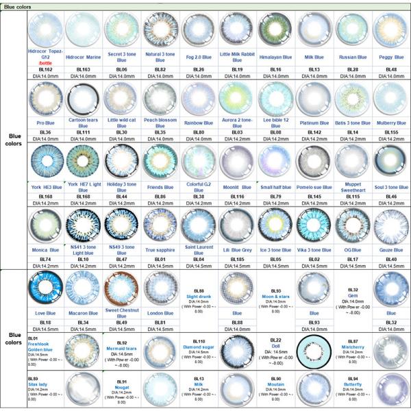 Oem Cosmetic Tricolor Blue Cosplay Contacts Lens 1 Year Without Power PP blister