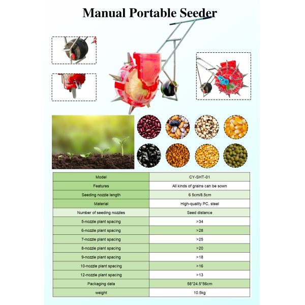 Reinforced Metal Hand Push Seeder Sowing Tool Stable Efficient Planting For Farmland Garden