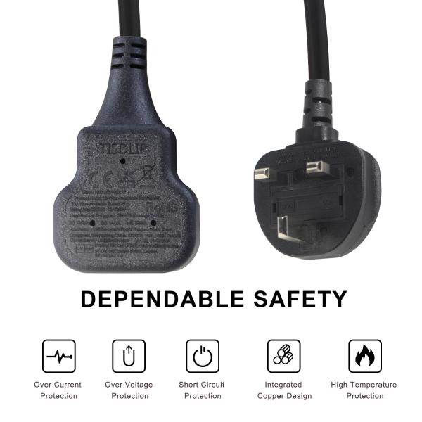 Reino Unido Cabo de extensão de 3 pinos 1M 13A 250V AC