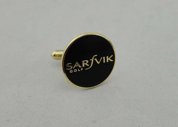 Black Sarfvik Golf Deluxe Stamped Cufflinks With 3d Photo Synthetic Enamel