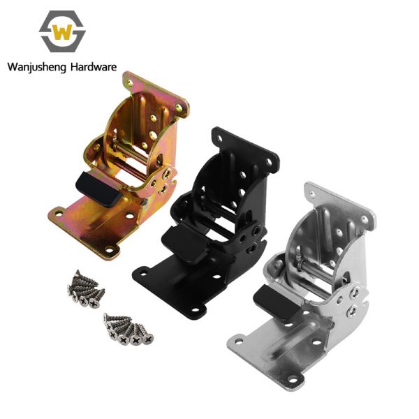 Black 90-Degree Self-Locking Double Brake Hinge for Furniture Coffee Table &