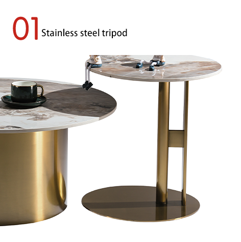 Support customization Contemporary Minimalist Metal Style Coffee Table Small Modern Rock Plate Rack for Living Room Bedroom Hotel Home Use Tea Serving