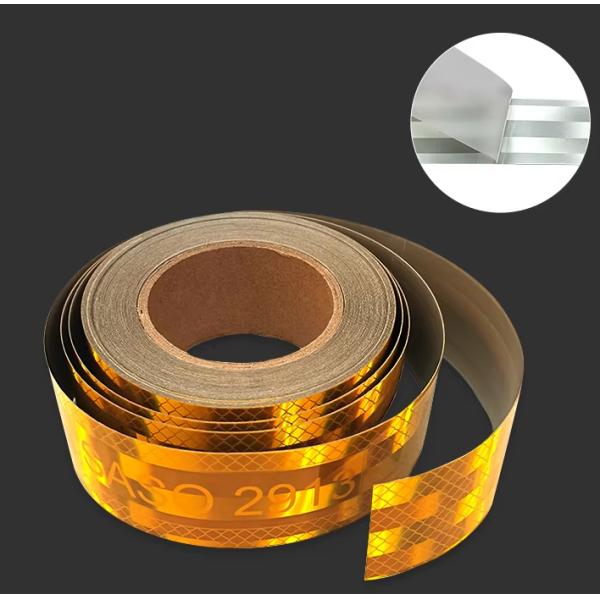 5 cm 7,5 cm 10 cm Arabe saoudien Avertissement réfléchissant Ruban de sécurité jaune SASO 2913 Ruban réfléchissant métallisé pour camions