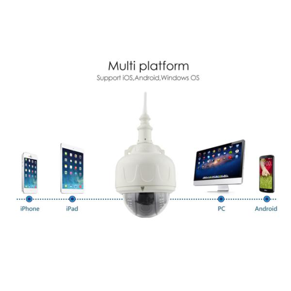 Night VisionWiFi Surveillance Camera , Ptz Dome Camera Outdoor White Metal Case