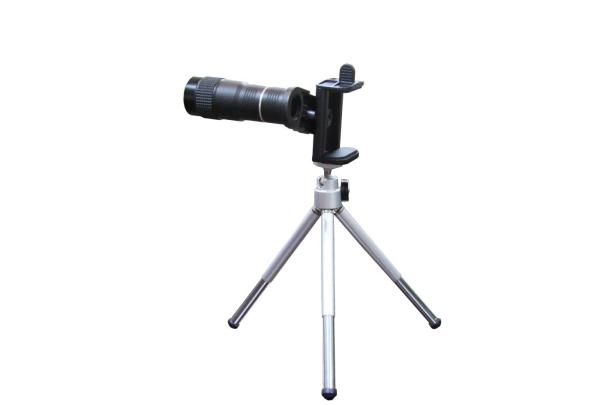 Professional Black 6x18 Cell Phone Monocular 630ft / 1000yds With Tripod Phone Holder