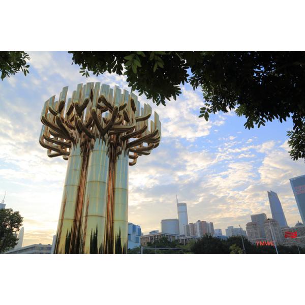 Large Stainless Steel Tree Sculpture Custom Urban Public Art for Square Customization