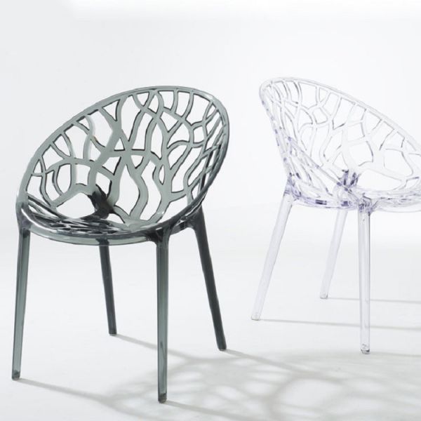 Transparent Acrylic PC Chairs Hollow Armrest Multicolor Plastic Garden Chair
