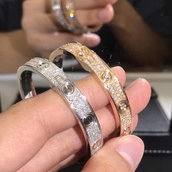 Popular Beautiful Gorgeous Factory Made 18k Car Tier Yellow/White/Rose Gold And Natural Diamonds LOVE Bracelet