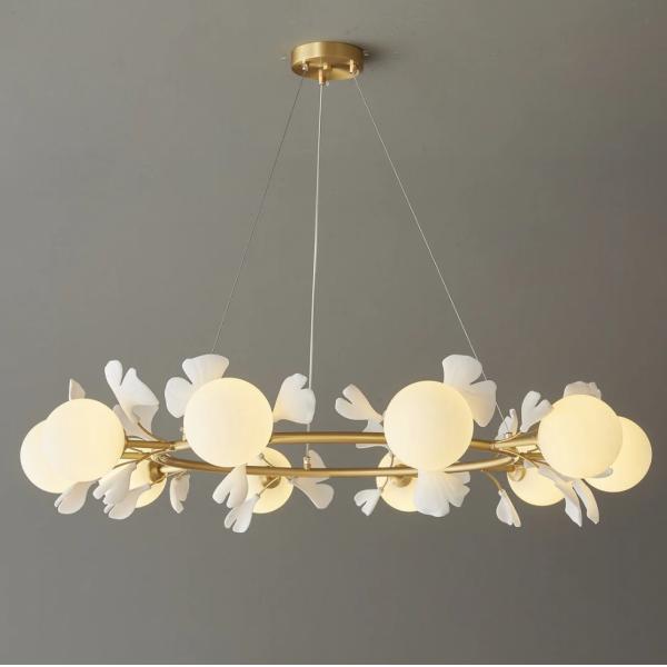 White Luxury Interior Round Ring And Big Villa Ceramic Pendant Lamp For Home