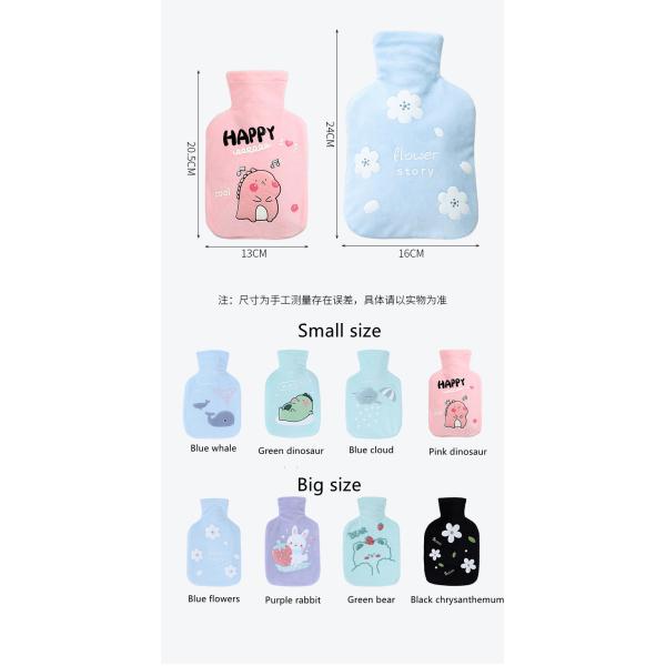 Hot Water Pouch Warm Flannel Flocking Hand Warmer Filled Mini Explosion-proof Portable Hot Water Bag Outdoor