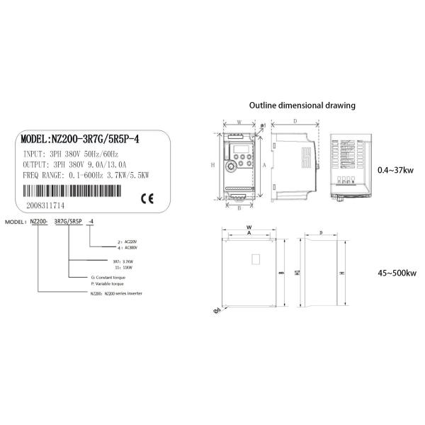 ZONCN NZ200-11G/15P-4 Low Voltage Inverter 380V 15HP 50/60Hz