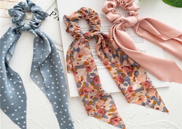 Long ribbon elastic hair bands collar headdress women's hair corset floral scrunchie European USA simple batch