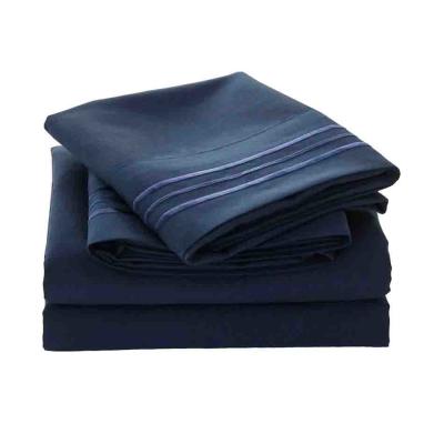 200TC Três linhas bordados Luxury Hotel Sheet Set com 100% de poliéster microfibra