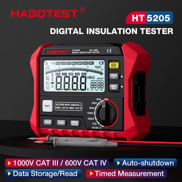 HT5205 Digital Insulation Resistance Tester High-Precision 2500V Voltmeter Resistance Meter 0~200GΩ Megohmeter Ohmmeter