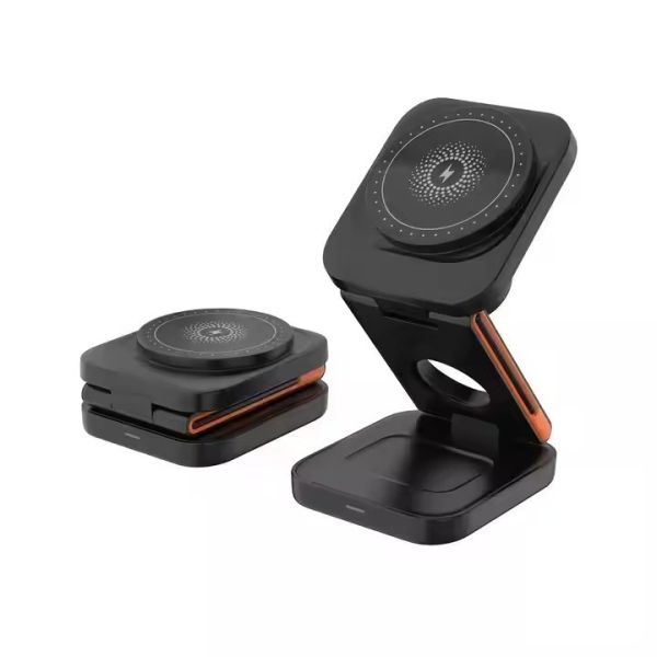 3 In 1 Desk Phone Watch Earbud Charger Magnetic Bamboo Wireless Fast Charging Dock 15W