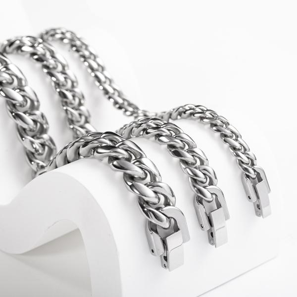 6mm 8mm 18k Gold Plated Stainless Steel Multi Sizes Chain Silver Cuban Link Chain