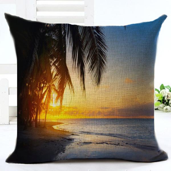 Beach Throw Pillow Covers Seaside Tropical Coconut Palm Beach Chair Summer Decorative Cushion Covers Pillowcase（Seaside）